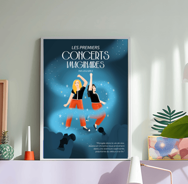 Illustration personnalisée, affiche souvenir adolescence, groupe de musique 