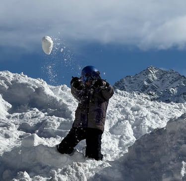snowball fight in passo tonale italy