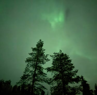 Capturing the northern lights on a snow mobile ride in Ruka Finland 