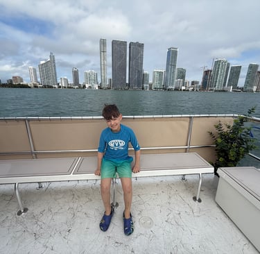 Miami skyline with kids