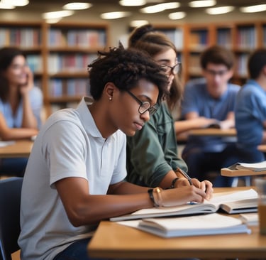 A graduate in a cap looks at a globe