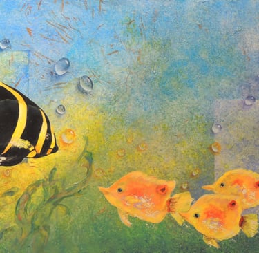 Fish Bliss 18" x 40" wood panel