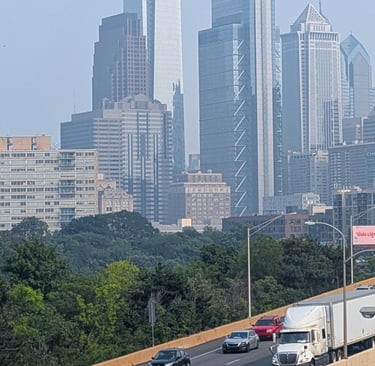 A very hazy day in downtown Philadelphia