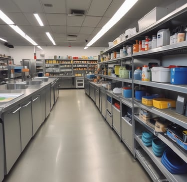 Cleaning tools like brooms and mops standing ready in a tidy utility corner.