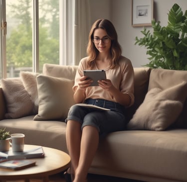 A flat lay of colorful motherhood guides and journals with a cup of tea on a wooden table.