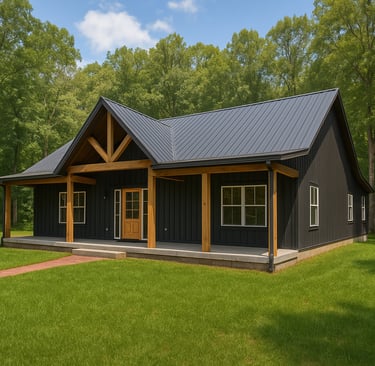 barndominium plan in the woods