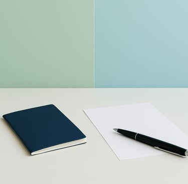 A passport, pen, and documents arranged on a desk for medical visa processing.