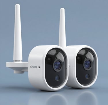 Digital screens display data on a circuit board background