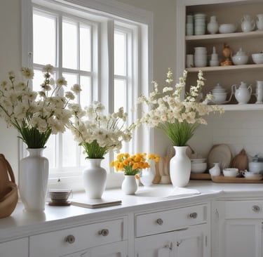 Close-up of vibrant green leaves with dew drops glistening in the sunlight.