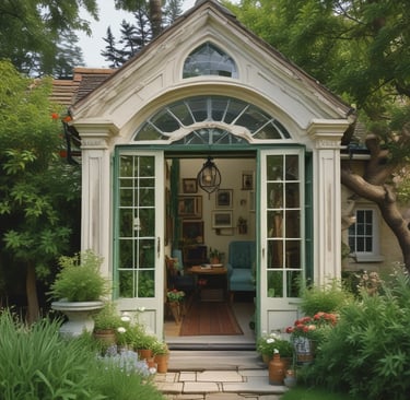 Hands planting seedlings in rich soil, surrounded by gardening tools and natural light.