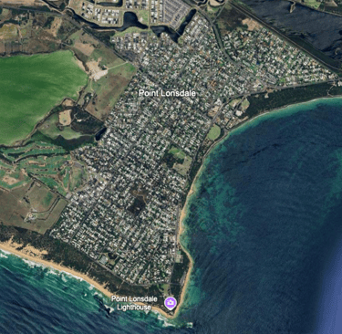 A satellite view of the town of Point Lonsdale