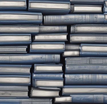 man looking at portraits