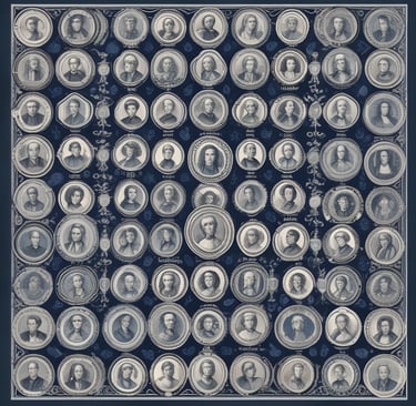 a man walking past a wall with pictures on it