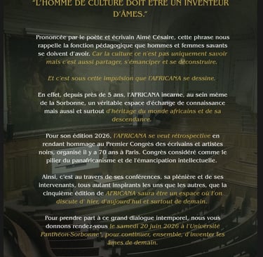 Programme AFRICANA 2026 conférence étudiants Afrique FEAC Sorbonne 20 juin