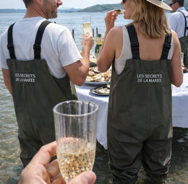 détail d’une expérience ostréicole immersive mettant en valeur les huîtres et le milieu marin