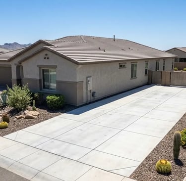 residential concrete RV pad beside a home in Buckeye, Arizona
