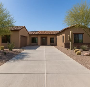 smooth concrete driveway at a home in Buckeye, Arizona,