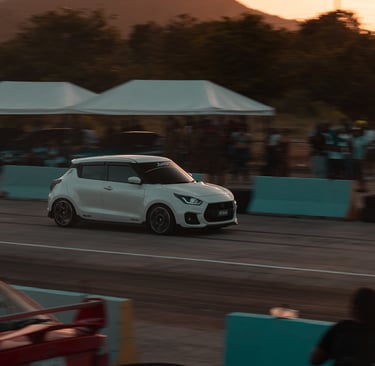 white suzuki swift sport drag racing