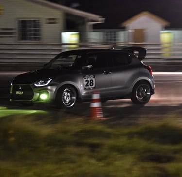 photo showing tarmac takeover winning swift cup car. Mathieu Harry Swift sport