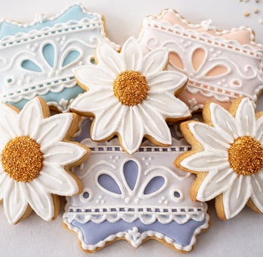 floral and lace sugar cookies
