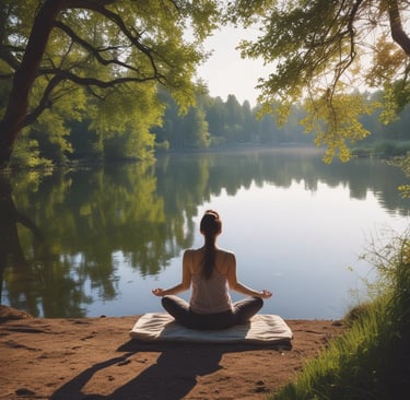 Man meditating in a lotus pose on a mat.