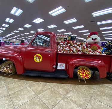 A photo of the beaver decor inside of Buc-ees Baytown, Texas.