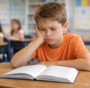 photo d'un enfant qui n'aime pas lire