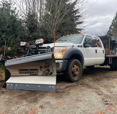 V plow installed on a ford F450