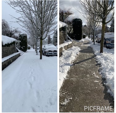 a sidewalk that is clear and safe from snow