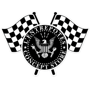 Logo officiel L’Entrepotes Conceptstore, garage vintage des années 50, brasserie et lieu de vie rétr