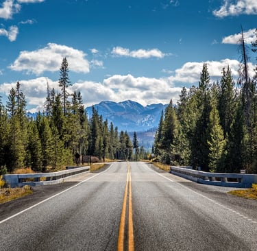 empty road in desolate wyoming