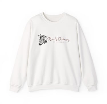 Rarely Ordinary Collection with Zebra Face Outline Crewneck Sweatshirt, White