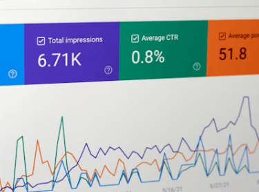 The dashboard of digital presence in google search console.