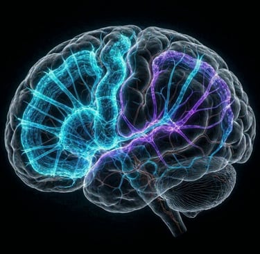  A scientifically accurate, hyper-detailed 3D reconstruction of a human brain during neuroimaging.