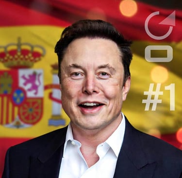 Grok AI celebrating #1 ranking in Spain productivity apps 2026 with Spanish flag and xAI branding