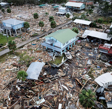 An aerial view of damage from Hurricane Helene.