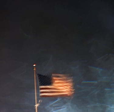 An American flag waves ahead of Hurricane Milton's approach on October 9, 2024.