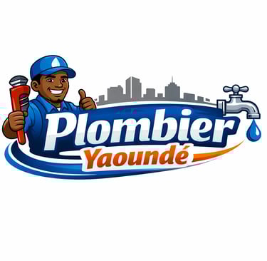 Logo « Plombier Professionnel Yaoundé » représentant un plombier souriant tenant une clé à molette