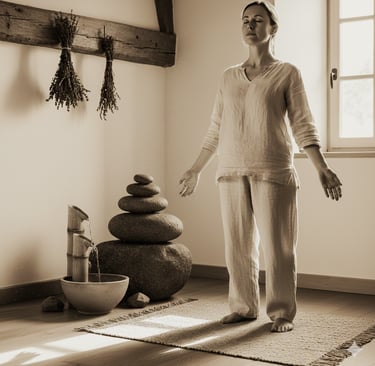 FEMME EN POSTURE DE SOPHROLOGIE