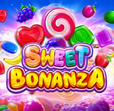 Amigobahis Sweet Bonanza slot oyunu renkli şekerler ve meyve sembolleri