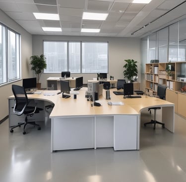 A dedicated cleaner polishing glass windows letting in warm sunlight.