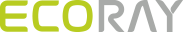 EcoRay logo featuring lime green text for ECO and sleek grey typography for RAY.