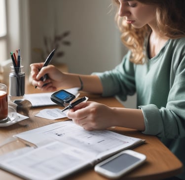 Close-up of a digital book cover titled 'Diabetes Management Made Simple' on a sleek device.