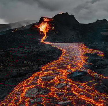 image of volcano eruption