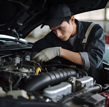 Car engine being inspected by our certified car inspector at 99pointcarinspection.com