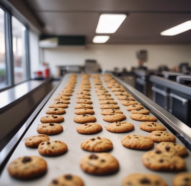 An elegant arrangement of assorted gourmet cookies on a sleek gray plate with a navy blue background.