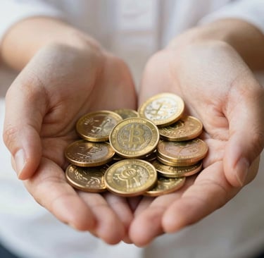 Close-up of hands holding a shiny gold coin against a softly lit background, symbolizing secure investment.