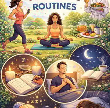 holistic wellness routine with herbs and candles