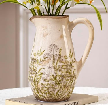 Floral cottagecore pitcher vase