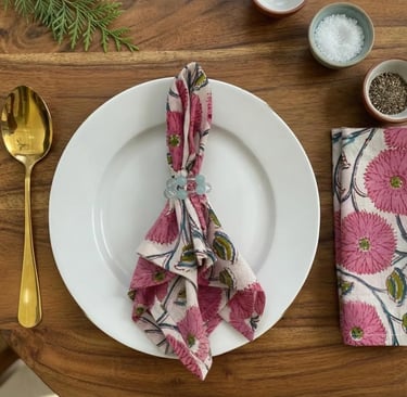 Etsy pink block print napkins